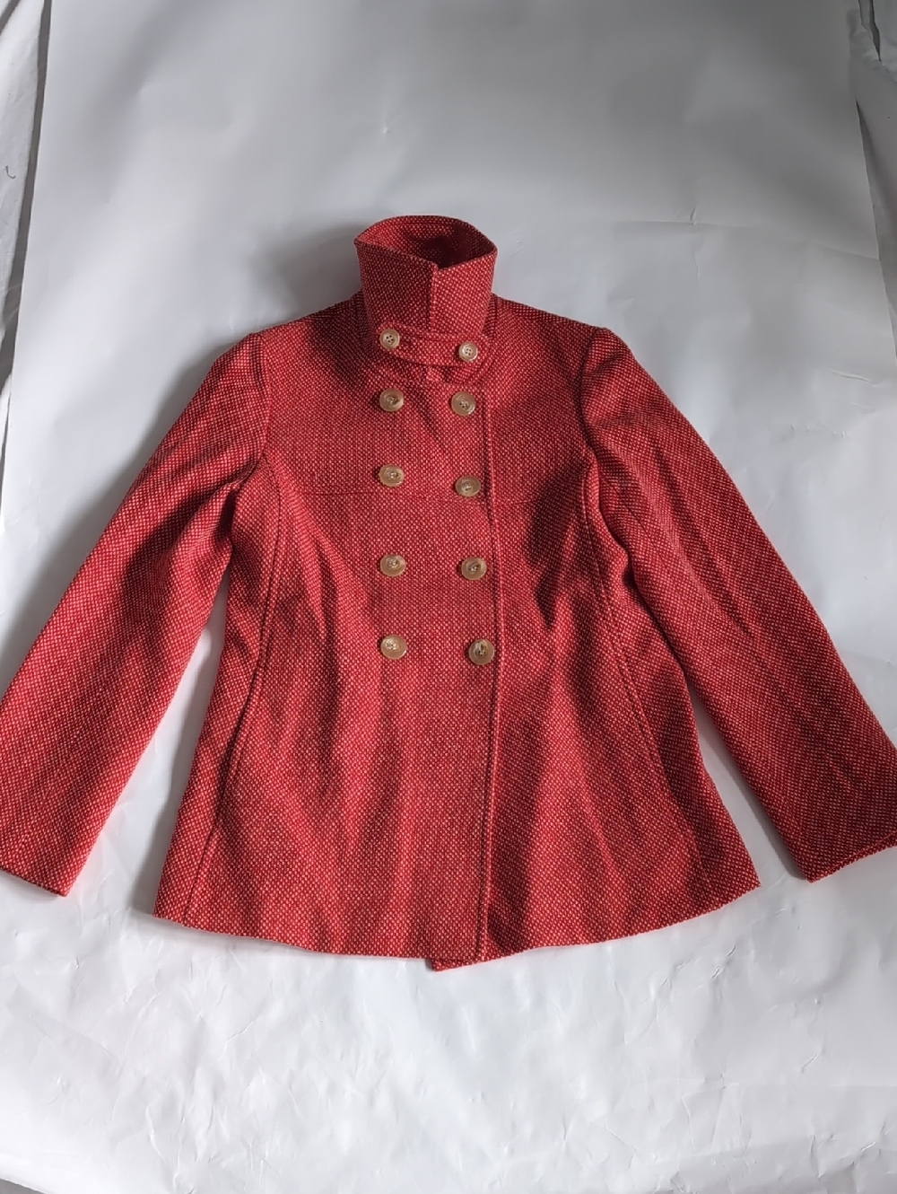 French Connection Red Double-Breasted Pea Coat